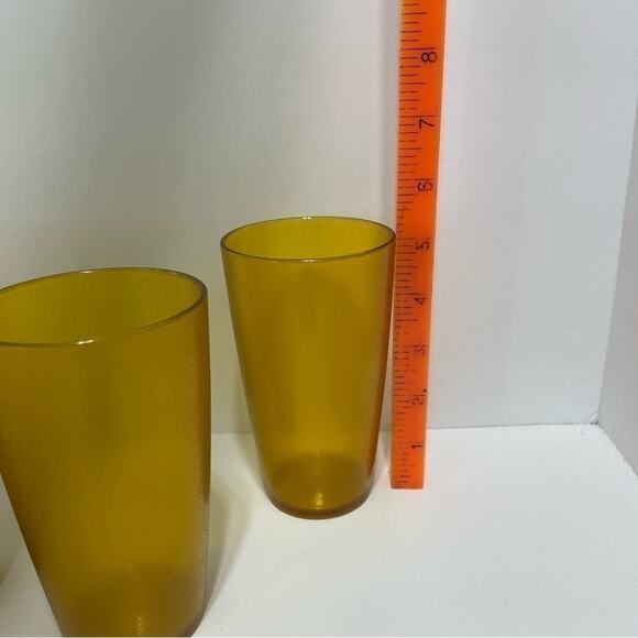 Vintage Amber Gold Cups Set of 4 restaurant style - Picture 7 of 9